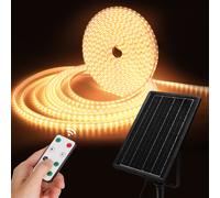 Aigostar - Tira LED Solar Exterior 20M con Control Remoto, 200W 2700K