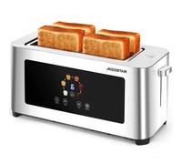 AIGOSTAR Tostadora Electrónica 4 Rebanadas 1400W - Panel Táctil LED, 6 Niveles de Tostado, Ranura Doble Extra Ancha, Función Descongelar/Recalentar, Acero Inoxidable, Centrado Automático