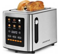 Aigostar Tostadora Pan Ranura Ancha 2 Rebanadas - Tostadora Digital | Tostadora inteligente con 6 niveles de tostado, pantalla LED, acero inoxidable sin BPA, sistema autocentrado para pan