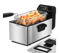Aigostar Ushas 30HEZ - Freidora de 3 litros, 2200 watios de potencia y tapa con ventana de visualización. Acero inoxidable