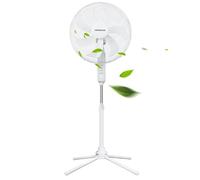 Aigostar Ventilador de Pie con 7 aspas, 50W, diámetro 41 cm. Ventilador de pie silencioso oscilante 75°, 3 Velocidades y altura ajustable 108-125cm. Silencioso para dormir. Color blanco. Erika