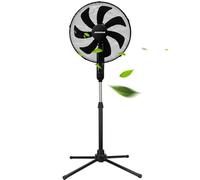Aigostar Ventilador de Pie con 7 aspas, 50W, diámetro 41 cm. Ventilador de pie silencioso oscilante 75°, 3 Velocidades y altura ajustable 108-125cm. Silencioso para dormir. Color Negro. Elsie