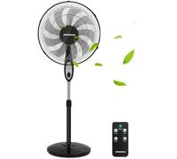 Aigostar Ventilador de Pie Silencioso, 9 Aspas, Mando a Distancia, 3 Velocidades, 3 Modos, Temporizador 7,5 Horas, Oscilante 80º, Ventilador de Altura Ajustable, Base Antideslizante, 35 m2, 60 W, Carr
