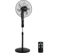 Aigostar Ventilador de Pie Silencioso, Mando a Distancia, 7 Aspas: Gran Caudal de Aire 2160m³/h, 3 Modos, 3 Velocidades, Temporizador 7,5 horas, Oscilación 70°, 115-140 cm, 55 W, Negro, Dave