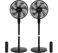 Aigostar Ventilador de Pie Silencioso, Oscilación de 120º, 7 Aspas, Mando a Distancia, Pantalla Táctil, Temporizador 12 h, 3 Velocidades, 3 Modos, Ventilador de Pie y de Sobremesa 2 en 1, 2 Unidades