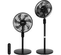 Aigostar Ventilador de Pie Silencioso, Oscilación de 120º, 7 Aspas, Mando a Distancia, Pantalla Táctil, Temporizador 12 h, 3 Velocidades, 3 Modos, Ventilador de Pie y de Sobremesa 2 en 1, 91/125 cm