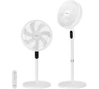 Aigostar Ventilador de Pie Silencioso, Oscilación de 120º, 7 Aspas, Mando a Distancia, Pantalla Táctil, Temporizador 12 h, 3 Velocidades, 3 Modos, Ventilador de Pie y de Sobremesa 2 en 1, 91/125 cm
