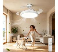 Aigostar Ventilador de Techo con Luces y Aspas Retráctiles, Blanco