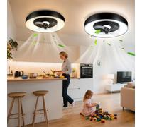 Aigostar - Ventilador de Techo con Luz Inteligente, Compatible con Alexa, 40W, 4400LM, 2700K-6500K Regulable, Lampara Ventilador Techo Silencioso con Mando a Distancia y Gateway, 6 Velocidades, 2Uds