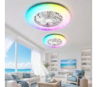 Aigostar - Ventilador de Techo con Luz LED, 40W Luz 4400LM RGB+CCT Regulable, Motor Silencioso, 5 velocidades, Mando a Distancia, Temporizador, Ø48CM Blanco, 2Uds