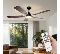 Aigostar Ventilador de Techo con Luz Silencioso 132 cm, Mando a Distancia, 3000K/4000K/6000K Regulable, 6 Velocidades, 33W Motor DC Reversible, Ideal para Dormitorio, Sala o Cocina