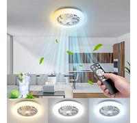 Aigostar Ventilador de Techo con Luz Silencioso, Φ49*14cm, con Telecomando, Motor DC, Temporizador, Función de Memoria, Apto para Cocina, Dormitorio y Sala de Estar, Blanco
