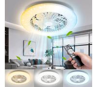 Aigostar Ventilador de Techo con Luz Silencioso, Φ49*14cm, Telecomando, Motor DC, ajuste de brillo y color, Temporizador, Apto para Cocina, Dormitorio y Sala de Estar