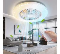 Aigostar Ventilador de Techo con Luz Silencioso, Φ49*14cm, Telecomando, Motor DC, con Temporizador, ajuste de brillo y color, Apto para Cocina, Dormitorio y Sala de Estar, Blanco 2pcs