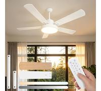 Aigostar Ventilador de Techo con Luz Silencioso 52″, Motor DC Reversible 29W, 31.5W LED, Mando a Distancia, 6 Velocidades, 3000K/4000K/6500K Regulable, Ideal para Dormitorio, Sala o Cocina
