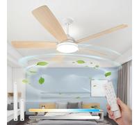 Aigostar Ventilador de Techo con Luz Silencioso 52″, Motor DC Reversible 30W, Mando a Distancia, 6 Velocidades, Luz Regulable (2700K-6500K), Ideal para Dormitorio, Sala o Cocina. Ø132 cm