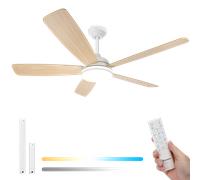 Aigostar Ventilador de Techo con Luz Silencioso 52″, Motor DC Reversible 30W, Mando a Distancia, 6 Velocidades, Luz Regulable (2700K-6500K), Ideal para Dormitorio, Sala o Cocina. Ø132 cm