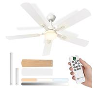 Aigostar Ventilador de Techo con Luz Silencioso 52″, Motor DC Reversible 33W, Mando a Distancia, 6 Velocidades, 3000K/4000K/6000K Regulable, Ideal para Dormitorio, Sala o Cocina. Ø132 cm
