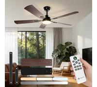 Aigostar Ventilador de Techo con Luz Silencioso 52″, Motor DC Reversible 33W, Mando a Distancia, 6 Velocidades, 3000K/4000K/6000K Regulable, Ideal para Dormitorio, Sala o Cocina. Ø132 cm, 2 pcs