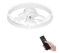 Aigostar ventilador de techo con Luz y Mando a Distancia, Lampara Techo Ventilador Silencioso con Temporizador y Luz Nocturna, 6 Velocidades, LED Dimmerabile, Velocidades para Salón Dormitorio