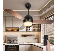 Aigostar ventilador de techo silencioso con luz 3 aspas de imitación de madera motor reversible uso en invierno y verano temporizador 6 velocidades ajuste de brillo y color ahorro de energía