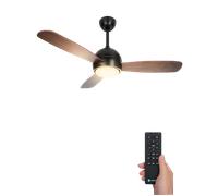 Aigostar ventilador de techo silencioso con luz 3 aspas de imitación de madera motor reversible uso en invierno y verano temporizador 6 velocidades ajuste de brillo y color ahorro de energía
