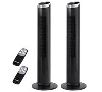 Aigostar Ventilador de Torre con Mando a Distancia y Temporizador 12H, 3 Velocidades y 3 Modos, Ventilador Silencioso con Pantalla LED, Altura 100cm, Oscilación 50°, Harbor, 2 Unidades