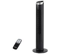 Aigostar Ventilador de Torre con Mando, Ventilador Silencioso, Pantalla LED, 3 Modos, 3 Velocidades, Temporizador de 12 Horas, Oscilación, Ventilador de pie 55W, 100cm, Negro, Harbor