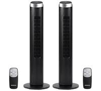Aigostar Ventilador de Torre con Mando, Ventilador Silencioso, Pantalla LED, 3 Modos, 3 Velocidades, Temporizador de 12 Horas, Oscilación, Ventilador de pie 55W, 100cm, Negro, Harbor