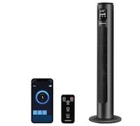 Aigostar Ventilador de Torre Inteligente con Mando a Distancia, WiFi+Bluetooth, Silencioso, 102 cm, Pantalla LED, 3 Modos, 3 Velocidades, Temporizador 24 H, Oscilante, Control App, Alexa y Google Home