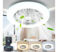 Aigostar- Ventilador Techo Alexa, Luz LED 40W, 4400LM, 2700K-6500K Regulable, Lampara Ventilador Techo Inteligente con Mando a Distancia y Gateway, Silencioso, 6 Velocidades, Diameter 50CM
