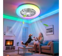 Aigostar- Ventilador Techo Alexa, Luz LED 40W, 4400LM, 2700K-6500K y RGB Regulable, Lampara Ventilador Techo Alexa con Mando a Distancia y Gateway, Silencioso, 6 Velocidades, Diameter 50CM