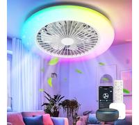 Aigostar- Ventilador Techo Alexa, Luz LED 40W, 4400LM, 2700K-6500K y RGB Regulable, Lampara Ventilador Techo Inteligente con Mando a Distancia y Gateway, Silencioso, 6 Velocidades, Diameter 50CM
