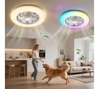 Aigostar- Ventilador Techo Alexa, Luz LED 40W, 4400LM, 2700K-6500K y RGB Regulable, Lampara Ventilador Techo Inteligente con Mando a Distancia y Gateway, Silencioso, 6 Velocidades, Diameter 50CM,2Uds
