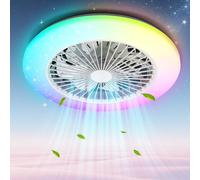 Aigostar Ventilador Techo con Luz LED Alexa - 40W, 4400LM, RGB + 2700K-6500K Regulable, Motor DC Silencioso, 6 Velocidades, Lampara Ventilador Techo Inteligente con Mando y Gateway, Ø50cm