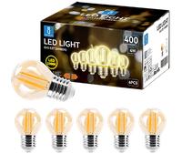 Aigostar Vintage Bombilla LED E27,4W Equivalente a 35W, Luz Cálida 2200K,400lm, G45 Bombilla Filamento Led,No Regulable,6 Pieza