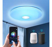 Aigostar Wifi Lámpara LED de techo Regulable， RGB， 18W Equivalente a 75 W， 1300LM， Lampara de techo inteligente， compatible con Alexa/Google Home， para baño， salón， habitacion infantil， 34 x 8 cm.