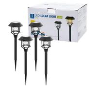 Aigostar Zula - 4 x Lámpara LED solar para jardín y exteriores, luz cálida 3000K, IP44 a prueba de agua. Modo iluminación contante o intermitente. Perfectas para jardín, patios y caminos exteriores.