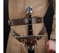 AIGOUT Cinturón de espada medieval ajustable con funda de piel sintética con hebilla de piel sintética, cinturón de espada de caballero de rana, funda de espada pirata para hombre y mujer