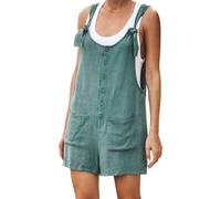 AIGOUT Peto para mujer del Reino Unido, pantalones cortos de pierna ancha, overoles holgados para mujer, overol de lino de tiro caliente, overol casual suelto sin mangas para verano, playa, bohemio,