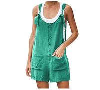 AIGOUT Peto para mujer del Reino Unido, pantalones cortos de pierna ancha, overoles holgados para mujer, overol de lino de tiro caliente, overol casual suelto sin mangas para verano, playa, bohemio,