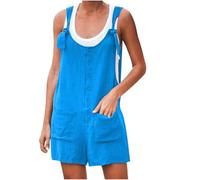 AIGOUT Peto para mujer del Reino Unido, pantalones cortos de pierna ancha, overoles holgados para mujer, overol de lino de tiro caliente, overol casual suelto sin mangas para verano, playa, bohemio,