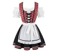 AIGOUT Vestido de Oktoberfest de Múnich para mujer, disfraz de tirolesa bávara con mangas abombadas, vestido floral de sirvienta para carnaval, Halloween (negro y rosa, XXL)