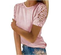 AIGOUT Womens Lace Tops Hollow Sleeve Solid Blouses Tunic Top T-Shirt Pullover Ladies Dressy T Shirt Summer Tunic Blouse Holiday Party Work Office Jumper Sweatshirt Tee Plus Size UK (B3, 4XL)