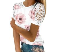 AIGOUT Womens Lace Tops Hollow Sleeve Solid Blouses Tunic Top T-Shirt Pullover Ladies Dressy T Shirt Summer Tunic Blouse Holiday Party Work Office Jumper Sweatshirt Tee Plus Size (16, XL)