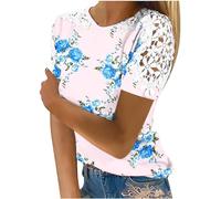 AIGOUT Womens Lace Tops Hollow Sleeve Solid Blouses Tunic Top T-Shirt Pullover Ladies Dressy T Shirt Summer Tunic Blouse Holiday Party Work Office Jumper Sweatshirt Tee Plus Size (7, M)