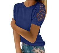 AIGOUT Womens Lace Tops Hollow Sleeve Solid Blouses Tunic Top T-Shirt Pullover Ladies Dressy T Shirt Summer Tunic Blouse Holiday Party Work Office Jumper Sweatshirt Tee Plus Size UK (B6, XXL)
