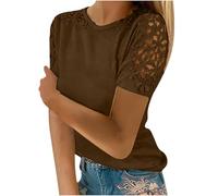AIGOUT Womens Lace Tops Hollow Sleeve Solid Blouses Tunic Top T-Shirt Pullover Ladies Dressy T Shirt Summer Tunic Blouse Holiday Party Work Office Jumper Sweatshirt Tee Plus Size UK (B5, 4XL)