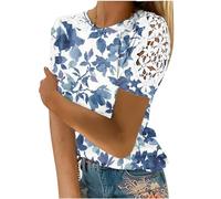 AIGOUT Womens Lace Tops Hollow Sleeve Solid Blouses Tunic Top T-Shirt Pullover Ladies Dressy T Shirt Summer Tunic Blouse Holiday Party Work Office Jumper Sweatshirt Tee Plus Size (12, 4XL)
