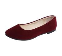 AIGOUT Zapatos planos de ballet para mujer, zapatos de bailarina, elásticos, de cuña baja, puntera redonda, cómodos, sin cordones, para el trabajo, la oficina (vino, talla 5.5 de Reino Unido)
